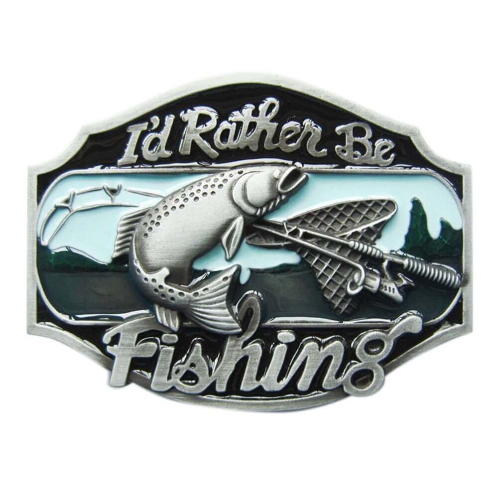 6794 Vintage Style Enamel Rather Be Fishing Fish Western Wildlife Belt